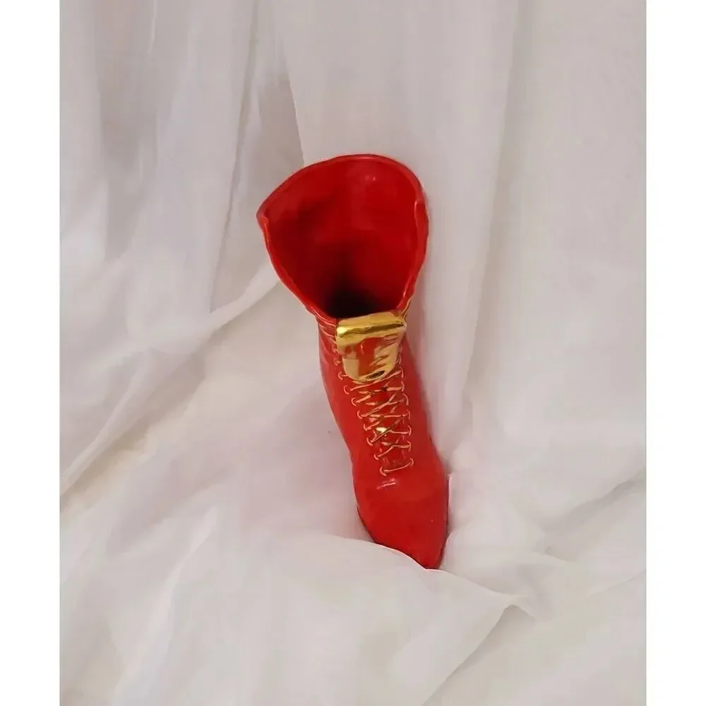 Red boot vase